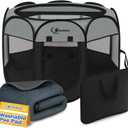 Puppy Playpen for Middle Dog Cat, DogsTent Crates Cage Indoor/Outdoor, Portable Pop Up Dog Kennel with Carrying Bag for Rabbits, Removable Top (Gray, Small (29" x 29" x 17") with pad)