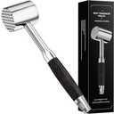BoFuYuan 304 Stainless-Steel Meat Tenderizer Mallet - Kitchen Meat Tenderizer Tool for Tenderizing and Flattener Chicken, Steak, Beef, Pork, Dual-Sided Meat Pounder Hammer, Ergonomic Ebony Handle