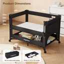 ANGELBLISS Baby Bassinet Bedside Crib, Pack and Play with Mattress, Diaper Changer, One-Push Setup Playards from Infants to Toddlers (Black)