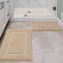 ZOESIOER Bathroom Rugs Sets 2 Piece, Ultra Absorbent Soft Bath Rug, Machine Washable Microfiber Non-Slip Bath Mat for Bathroom Floor, Tub, Toilet, Shower Room, Beige 23.5"×16"
