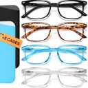 NOVIVON Reading Glasses for Women, Reading glasses men, Blue Light Blocking Readers, Computer eye glasses, Cheaters (Black+leo+clear+blue)