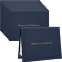 Teling 10 Pcs Graduation Imprinted Diploma Holder 8.5''x 11'' Diploma Cover Graduation Padded Certificate Holder Smooth Leatherette Certificate Cover Letter Size Folder for College School (Navy Blue)