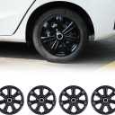 14" Set Of 4 Black Lacquer Wheel Covers Snap On Hub Caps Fit R14 Tire+steel Rim