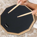 12 Inch Practice Drum Pad and Sticks, Beginner Snare Drum Pad with Drumsticks(2 pairs) and Carrying Bag, Double Sided Silent Drum Pad (Black)