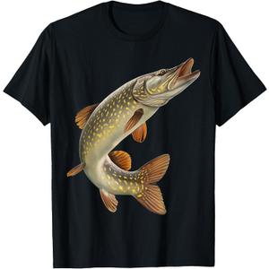 Northern Pike Angler Gift for Fisherman Pike Fishing T-Shirt, Size L