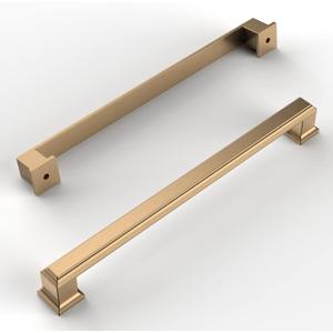 Amerdeco 10 Pack Champagne Bronze Cabinet Pulls 6.3 Inch(160mm) Hole Center Kitchen Cabinet Handles Cabinet Hardware for Bathroom Drawer Pulls ZH0001