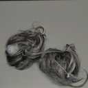 SARLA 2PCS Grey Messy Bun Hair Pieces for Women Wavy Curly Synthetic Hairpieces for Updos with Tendrils Fake Scrunchies Ponytail Extension Dark Grey