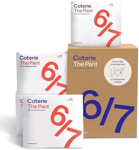 Coterie The Pant, Size 6, Refastenable Training Pants for Sensitive Skin, Hypoallergenic, Overnight Leak Protection, 4T/5T (33-62 lbs), 92 Count