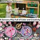 Mud Kitchen for Kids Outdoor, Wooden Play Kitchen with Real Working Faucet & Water Tank, Sensory Montessori Kitchen Playset with Sink, Chalkboard, Pots & Pans for Toddlers & Kids Ages 3+, 33.9 inches x 12.1 inches x 16.4 inches