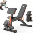 Adjustable Weight Bench - 1000LBS Capacity Heavy Duty Foldable Workout Bench for Full Body Exercise, Flat/Incline/Decline, Bench Press for Home Gym with Preacher Pad & Leg Extension (Orange-Black 1000LBS), 52.8" X 25.2" X 35~40.6"