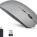 Bluetooth Wireless Dual Mode Mouse,Rechargeable Mouse for Mac/Windows/Android Tablet,Bluetooth Wireless Mouse for iPad/Mac/Laptop/PC/Computer,2.4G Wireless Mouse for Desktop/Notebook/Computer(Gray)