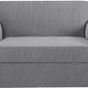H.VERSAILTEX Loveseat Slipcover 2 Piece Stretch Loveseat Cover Couch Cover|Sofa Cover with Individual Seat Cushion Cover, Furniture Protector Suit for T Cushion/Box Cushion (58"-70", Dove)