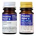 Potable Aqua Water Purification Tablets with PA Plus, Portable and Effective Solution for Camping, Hiking, Emergencies, Natural Disasters and International Travel, Two 50ct Bottles