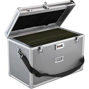 File Storage Cabinet File Organizer Document Organizer File Box in Office and Home with Combination Lock with 20 Legal Size Hanging Files (Diamond Silver, Legal)