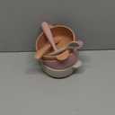 3 Pack Baby Bowls with Suction and 3 Pack Baby Spoons, BPA Free, Silicone Baby Feeding Set for Babies Toddler Kids, Microwave and Dishwasher Safe (Purple)