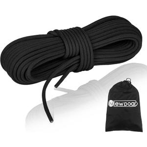 NewDoar Static Climbing Rope 10mm Accessory Cord Rope,for Arborist Tree, Mountaineering, Sailboat Rope,Dock Lines,Hauling Dragginge (Black 10mm,20FT)