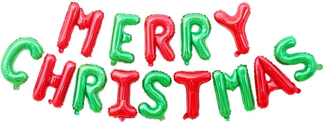 Merry Christmas Letter Balloons Banner, Christmas Backdrops for Photography, Red and Green (Red&Green)