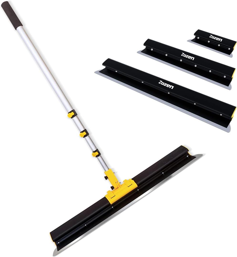 Zozen Drywall Skimming Blade with Extension Handle Set, All Body made of Aluminum Alloy, 10"+24"+32" Skimming Blade + Adjustable Length Extension Rod + Adjustable Angle Holder.