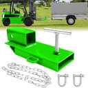 Tow Hitch for Fork Lift Forks, EBESTTECH 1PC 2" Fork Trailer Hitch Ball Receiver Trailer Towing Adapter with Chain Green