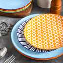 Selamica 10 inch Porcelain Dinner Plates, Large Size Serving Plate for Salad, Pancakes, Steak, Set of 6, Assorted Colors