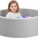Wilwolfer Foam Ball Pit for Toddlers, Large Baby Ball Pit for Babies with Soft Memory Sponge, Indoor Outdoor Baby Playpen, Kids Play Ball Pool, Gift Toys for Infants Boys and Girls (Gray, NO Balls), 33.5x10.5"/NO Balls