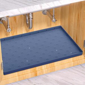 Sdpeia Under Sink Mat 22"14" Waterproof Silicone Cabinet Liner & Sink Protector for Kitchen & Bathroom, Multi-Purpose Organizers Tray for Pets, Laundry, Cat Litter Mat (Abyssal Blue)