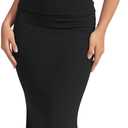 CHYRII Womens Two Piece Sets Short Sleeve Crewneck Cropped Top Bodycon Fold Over Maxi Skirt Maxi Dress Outfit (Black)
