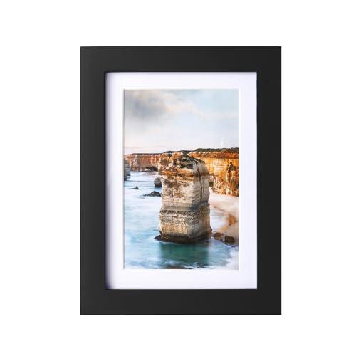 wyooxoo 5x7 Picture Frame Made of Solid Wood Photo Frame Display Pictures 4x6 with Mat or 5x7 Without Mat For Table top Display or Wall, Black, 1 Pack