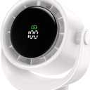 MORECORE Desk Fans for Bedroom, Strong Airflow Turbo Quiet Small USB Fan, 17hrs Running, 360 Rotate & 5 Speeds, 4000mAh Battery Operated Portable Fan with LED Display for Home Office Desktop-White