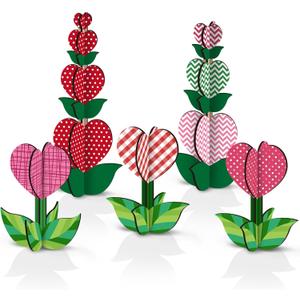 Yousoontic 5 Set Back to School Decorations Heart Cross Pot Cardboard Decor Double Sided Paper Classroom Table Centerpieces Home Indoor Decorative for Tiered Tray Proposal Craft Valentine Party Favor