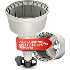 XL Oil Change Tool - Oil Filters up to 4" Diameter, Spill Free Oil Filter Removal, Magnetic Drain Plug Catch, Flexible Funnel for Mess Free Oil Changes, Engine Oil Funnel with Magnet