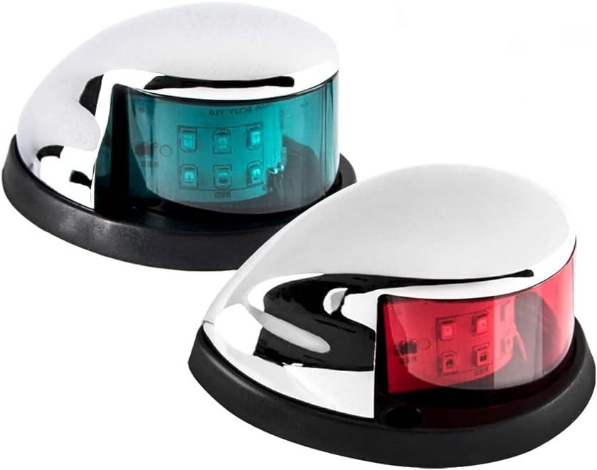 LED Boat Navigation Light Red and Green LED Marine Navigation Light Boat Bow Light for Pontoon and Small Boat (Silver)