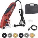 Corded Mini Circular Saw, 400W 110V 3400RPM Multifunction Handheld with 6 Blades Max Cutting Depth Inch, Compact Small Circular Saw for Wood Drywall Tile PVC Pipe Soft Metal