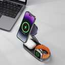 3-in-1 Charging Station for Apple Device, Qi2 25W Certified Magnetic Wireless Foldable Fast Charger Stand Compatible with MagSafe for iPhone 17e/17/16/15/14/13/12/Air Series, Apple Watch & AirPods (MatteBlack)