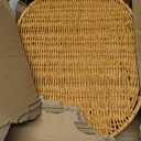 Elliptical Rattan Scalloped Tray, Woven Basket Tray with Bulit-in Handles Scalloped Edges Serving Tray for Coffee Table Living Room Home Decor 14.2" L x 10.9" W x 3.4" H