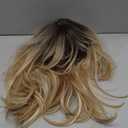 Long Ombre Blonde Wavy Wig Natural Looking Synthetic Heat Resistant Fiber Wig Ombre Blonde Gradient Middle Part Curly Wig For Daily Party Use For Women 26 Inch