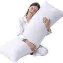 DOWNCOOL Large Body Pillow Insert- Breathable Full Body Pillow for Side Sleeper - Soft Long Bed Pillow for Adults - 20 x 54 inch (White)