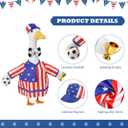 3 x 2026 World Soccer Porch Goose Outfit for 23" Patriotic Cement Goose Statue Clothes, Independence Memorial Day Goose Costume for USA 250th Anniversary Outdoor Patio Yard Lawn Garden Decoration