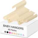 Hsei Baby Hangers with Clips, Plastic Kids Pants Hangers for Nursery Closet Top and Bottom Clothes Hanger Set for Newborn Infant Toddler(120 Packs Total,Ivory,10.6 Inch)