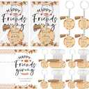 Nosiny 18 Set Friendsgiving Party Favors Bulk Acrylic Friendsgiving Keychains with Tassels Happy Friendsgiving Card for Friends (Mixed)