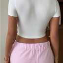 Women's Graphic Bow Short Sleeve Crewneck Crop Tops Slim Fit Y2K Cute T Shirts (White, S)