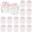 Wenqik 20 Pack Clear Wedding Favor Boxes with Light Pink Pearl Flowers, Ribbon and Thank You Stickers, Elegant Plastic Candy Gift Boxes for Bridal Shower Baby Shower, Birthday Wedding Supplies