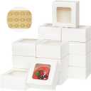 Zzrywuty 50 Packs 5x5x2.5in White Cookie Boxes, Bakery Boxes with Window, Mini Cake Boxes, Food Container Boxes for Cookies, Pastry, Pie, Strawberries, Donuts, Candy, Desserts, Small Cake