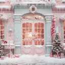 10x8ft Pink Christmas Decorations Backdrop Wonderland Winter Xmas Pink Candy Castle Christmas Tree Background Sweet Candy Cottage Snow Snowflake New Year Birthday Banner Photo Booth