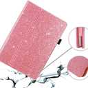 Glitter Case for iPad 10.2 inch(9th/8th/7th Generation,2021/2020/2019),Slim Sparkly Bling Bifold Stand with Pencil Holder,Smart Flip Tablet Case Cover with Auto Sleep/Wake,Pink