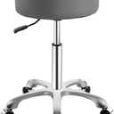 Rolling Stool for Work Medical Tattoo Salon Office, Heavy Duty Esthetician Stool with Wheels Adjustable Hydraulic Chair (Grey)