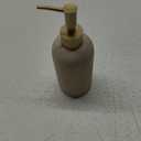 Lunestella Sand Beige Hand Soap Dispenser for Bathroom and Kitchen with Matte Gold Pump, Lotion, Dish Soap, Multiuse, Luxury Farmhouse Style, Sandstone Finish, Rust Proof, 7oz (Matte Gold)