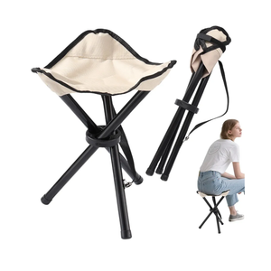 Travel Folding Camping Stool, 14.6 inches Lightweight Outdoor Tripod Chair and Maximum weight 260 lbs Portable Party Chair Fishing Chairs Seat for Camp Hiking Beach Garden and Painting (Khaki)