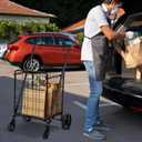DWVO Utility Foldable Shopping Cart with Wheels, Large Portable Collapsible