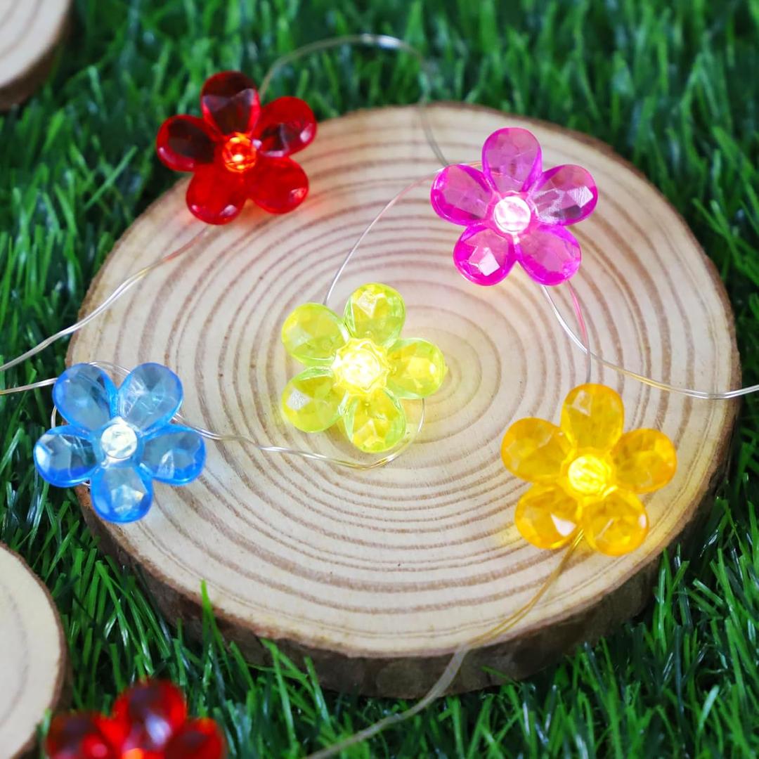 Curyidy Flowers Fairy Lights 30 LED Copper String Lights with Remote Control & Battery Operated 5 Colors Flowers Lamp for Christmas, Summer, Wedding, Girls Bedroom, Outdoor Decor